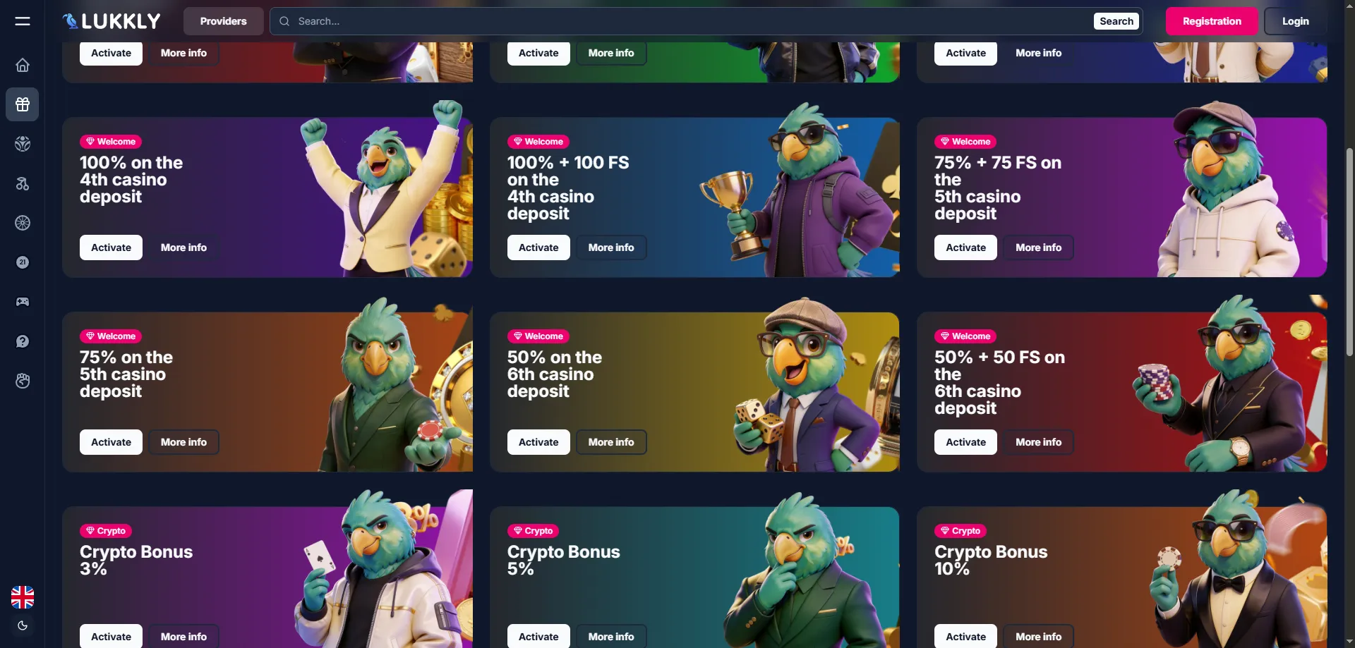 Lukkly Casino 675% welcome bonus and free spins offer
